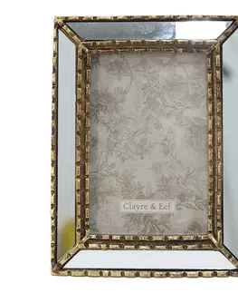 Klasické fotorámečky Stříbrno-zlatý antik fotorámeček se zrcadly Pasie - 16*2*20 cm / 10*15 cm Clayre & Eef 2F0933