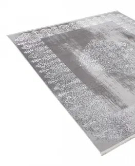 Moderní koberce Moderní koberec v šedé barvě s orientálním vzorem v bílé barvě Šířka: 200 cm | Délka: 300 cm