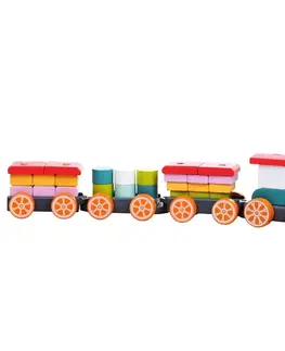 Hračky CUBIKA - Cubik 13319 Vláček tři vagóny - dřevěná skládačka 35 dílů