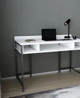 Kancelářské a psací stoly Psací stůl ALMA černý bílý