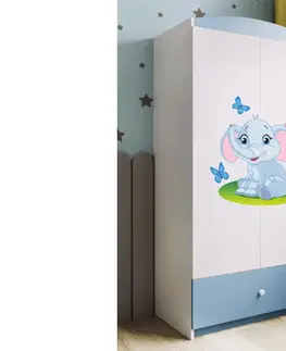 Dětský nábytek Kocot kids Dětská skříň Babydreams 90 cm slon s motýlky modrá