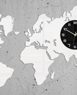 Nalepovací hodiny ModernClock 3D nalepovací hodiny Mapa světa bílé