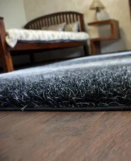 Koberce a koberečky Dywany Lusczow Kusový koberec Shaggy SPACE 3D WILL černý / šedý, velikost 120x170