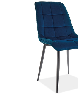 Jídelní sety Jídelní židle CHIC VELVET MATT černá Signal Modrá