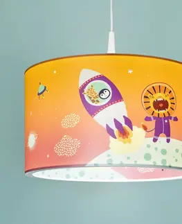 Závěsná světla Elobra Závěsné svítidlo Little Astronauts Escape, oranžové