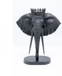 Sošky exotických zvířat KARE Design Soška Busta Slon s korunou - černá, 57cm
