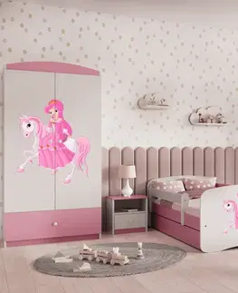 Dětské postýlky Kocot kids Dětská postel Babydreams princezna na koni růžová, varianta 70x140, se šuplíky, bez matrace