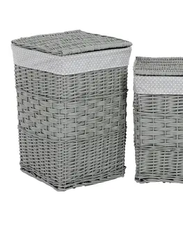 Úložné boxy Sada proutěných košů na prádlo Šedý puntík, 2 ks, 2 velikosti, 40 x 60 x 40 cm