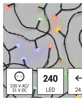 LED řetězy EMOS LED vánoční řetěz, 24 m, venkovní i vnitřní, multicolor, časovač D4AM05