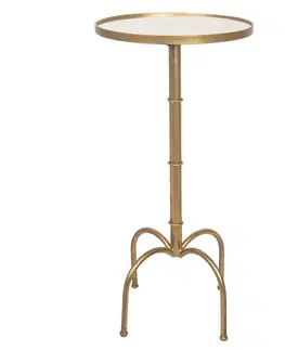 Konferenční stolky Zlatý kovový odkládací stolek - Ø 40*81 cm Clayre & Eef 5Y0625