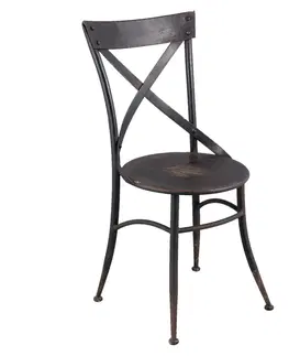 Jídelní stoly Kovová černá židle Retro s patinou - 41*41*88 cm Clayre & Eef 5Y0396