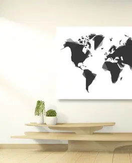 Obrazy mapy Obraz abstraktní mapa světa v černobílém provedení