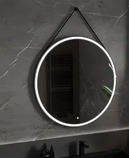 Koupelnová zrcadla MEXEN Reni zrcadlo s osvětlením, 100 cm, LED 6000K, černý rám 9812-100-100-611-70