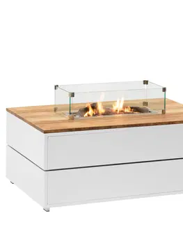 Přenosná ohniště COSI Stůl s plynovým ohništěm cosipure 120 bílý rám / deska teak