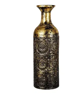 Dekorativní vázy Zlatá dekorační váza s patinou se vzorem Joslin - Ø 12*39 cm Clayre & Eef 6Y4497S