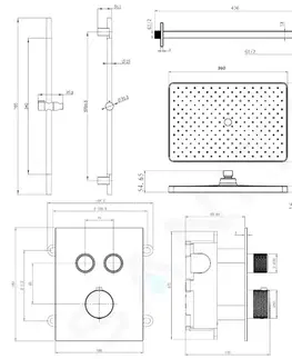 Sprchy a sprchové panely Kielle Arkas I Sprchový set s termostatickou baterií pod omítku, pro 2 spotřebiče, s příslušenstvím a tělesem, matná černá 20611SPT14