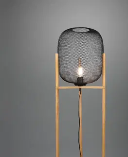 Stojací lampy Reality Leuchten Stojací lampa Calimero, třínohý dřevěný stojan