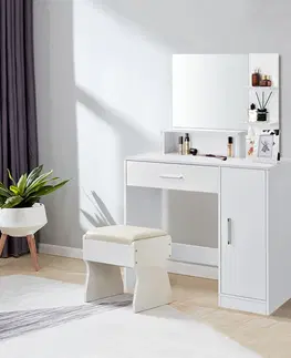 Toaletní stolky Toaletní stolek se zrcadlem ModernHome bílý