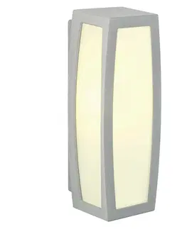 Moderní venkovní nástěnná svítidla SLV BIG WHITE MERIDIAN BOX, venkovní nástěnné svítidlo, TC-(D,H,T,Q)SE, IP54, stříbrošedé, max. 20 W 230044