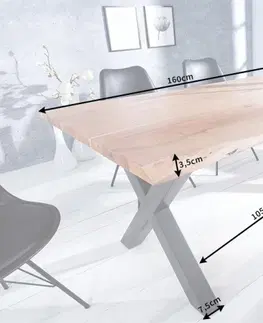 Jídelní stoly Jídelní stůl ATHAMÁS akácie 3,5 cm Dekorhome 180x90x77 cm