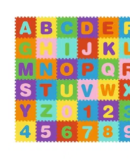 Pěnové puzzle na zem ECOTOYS Pěnová podložka Puzzle čísla a písmena 178x178 cm barevná
