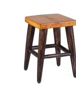 Stylové a luxusní taburety Estila Stylová dřevěná taburetka Kendy z masivu v hnědé barvě 45 cm