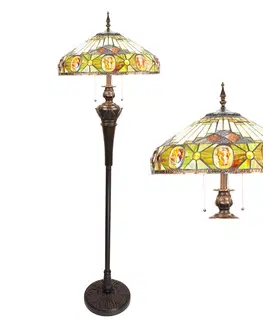 Svítidla Stojací lampa Tiffany Yellow - Ø 51*166 cm E27/max 3*60W Clayre & Eef 5LL-6292