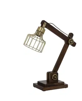 Lampy Dřevěná stolní lampička Ebke antik bronze - 50*15*45 cm Light & Living 1817018