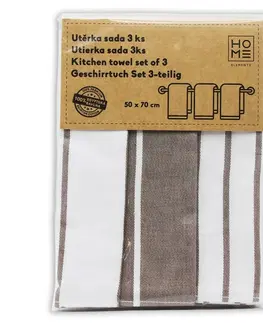 Utěrky Trade Concept Kuchyňská utěrka z egyptské bavlny Béžové pruhy, 50 x 70 cm, sada 3 ks