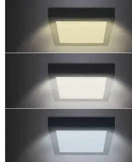 LED stropní svítidla Solight LED mini panel CCT, přisazený, 24W, 1800lm, 3000K, 4000K, 6000K, čtvercový, černá barva WD175-B
