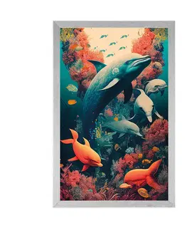 Podmořský svět Plakát surrealistické delfíny