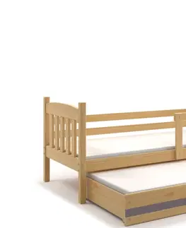 Postele BMS Dětská postel KUBUŠ 2 s přistýlkou | borovice Barva: Borovice / šedá, Rozměr: 190 x 80 cm
