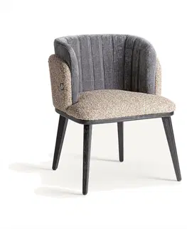 Luxusní a designová křesla a fotely Estila Art-deco čalouněná jídelní židle Van Cleef s vrstveným opěradlem z šedé sametové potahové latky 77cm