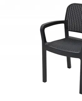 Zahradní židle a křesla DEOKORK Zahradní plastové křeslo KARA (antracit)