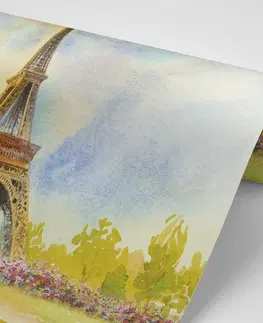 Tapety města Tapeta Eiffelova věž v pastelových barvách