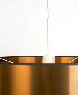Zavesna svitidla Designová závěsná lampa bílá s měděným stínidlem 50 cm - Combi 1