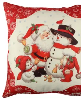 Polštáře Hanah Home Vánoční dekorační polštář se sněhuláky VASO 43x43 cm bílý/červený