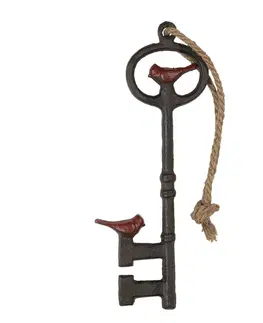 Obrazy Závěsná ozdoba dekorativní litinový klíč s ptáčkem - 13*2*33 cm Clayre & Eef 6Y3911
