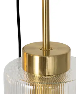 Zavesna svitidla Art Deco závěsná lampa zlatá se sklem 7-světel - Laura