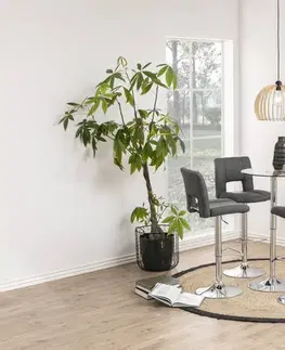 Barové židle Dkton Designová barová židle Nerine tmavě šedá a chromová-tkanina