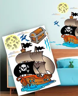 Nálepky pro děti Dekorační nálepky na stěnu pirátská loď