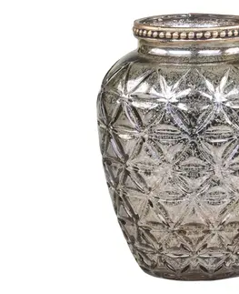 Dekorativní vázy Champagne antik skleněná dekorační váza / svícen Viria - Ø 8*10 cm Chic Antique 74016603 (74166-03)