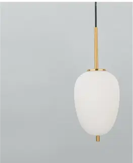 Designová závěsná svítidla NOVA LUCE závěsné svítidlo LATO opálové sklo antický mosazný kov černý kabel E14 1x5W 230V IP20 bez žárovky 9624066