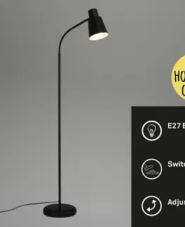 Moderní stojací lampy BRILONER Stojací svítidlo, 128 cm, 1x E27, max. 10W, černá BRILO 1474015