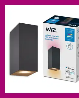 Chytré osvětlení WiZ Up&Down nástěnné LED svítidlo 2xGU10 4,7W 345lm 2200-6500K RGB IP20, černé