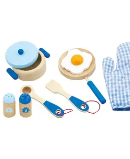 Hračky VIGA - Dětské dřevěné nádobí Viga-snídaně modré