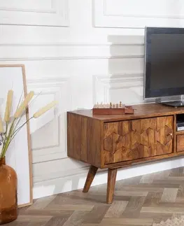 Luxusní a designové televizní stolky Estila Luxusní televizní stolek Mozaika z masivního dřeva palisandr 140cm