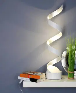 Stolní lampy Eco-Light LED stolní lampa Helix, výška 66 cm, bílá stříbrná