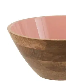 Mísy a misky Dřevěná miska s růžovým vnitřkem Enamell large - ∅ 30*12,5cm J-Line by Jolipa 1640