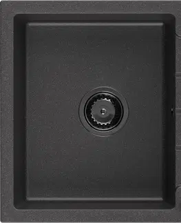 Sifony k pračkám MEXEN/S Bruno granitový dřez 1 s odkapávačem 795 x 495 mm, černá kropenatá, + sifon grafit 6513791010-76-B